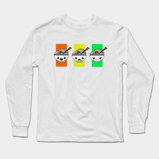 Cute Kawaii Pho Banner - Three Soup Cutie Babi *Pho* Long Sleeve T-Shirt